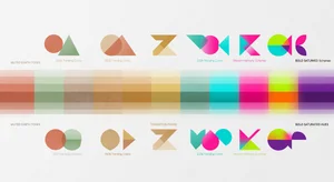 Vibrant color palette evolution display showing gradient transitions from muted earth tones to bold saturated hues, color theory visualization, modern color harmony schemes