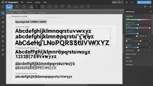 AI typography design interface showing precise text generation and font controls