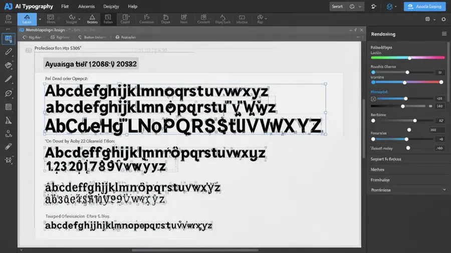 AI typography design interface showing precise text generation and font controls