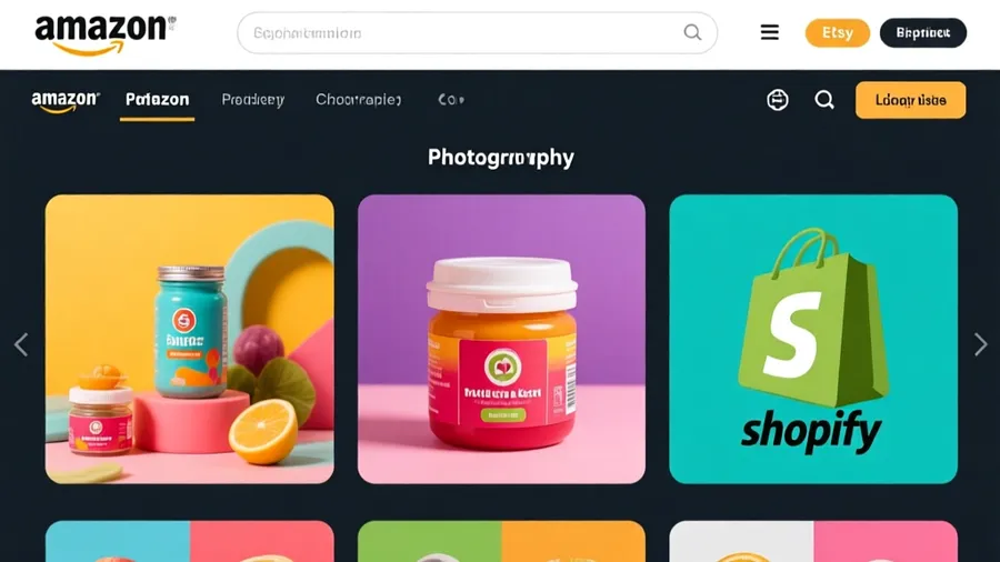 Platform specific examples of color drenched product photography optimized for Amazon, Etsy, and Shopify listing requirements
