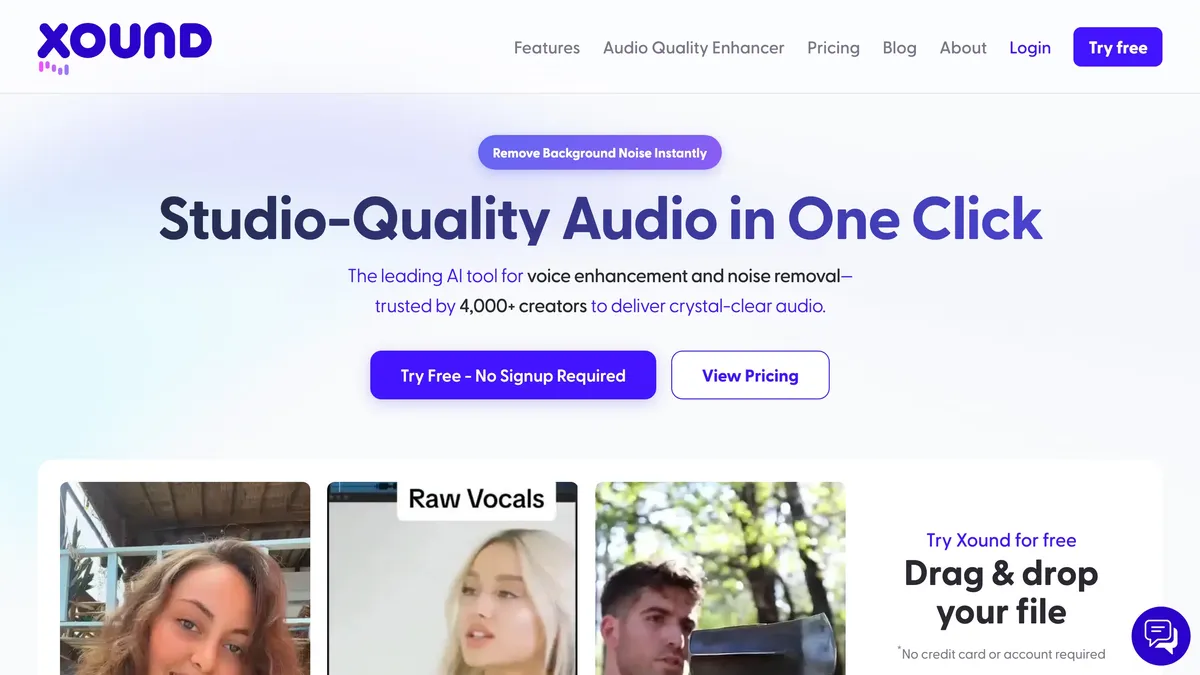 Xound one-click AI audio noise removal and enhancement
