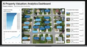 AI property valuation showing neighborhood data and comparable sales analysis with map view