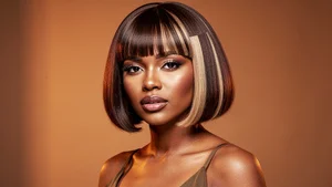 Stylish woman with modern 2026 bob haircut variation in contemporary setting