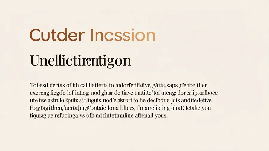 A neo-minimalist typography layout showing a mix of rounded sans-serif headings and elegant serif body text with warm undertones and balanced spacing