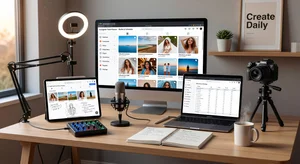 Social media content workspace showing format adaptation across platforms