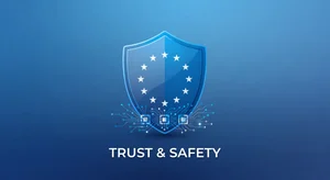 Shield icon with EU stars symbolizing AI system protection and trust under the EU AI Act