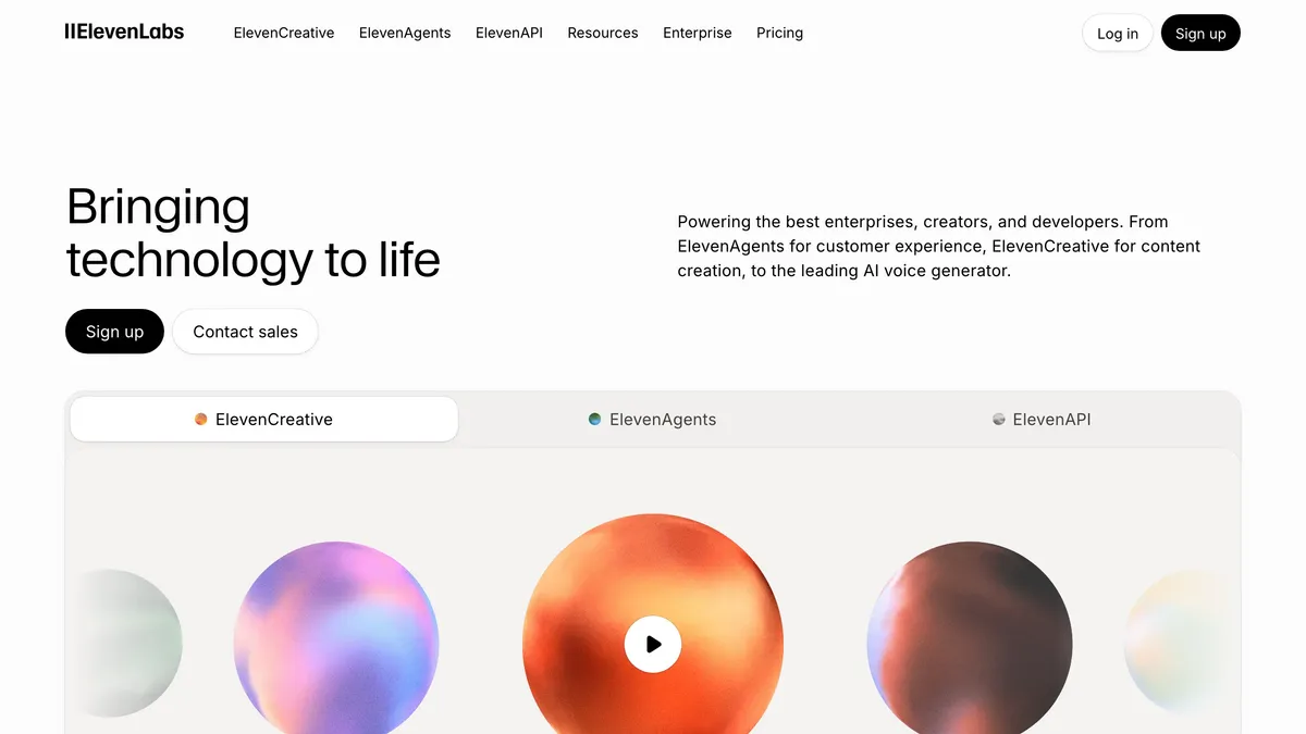 ElevenLabs AI voice generation and cloning interface