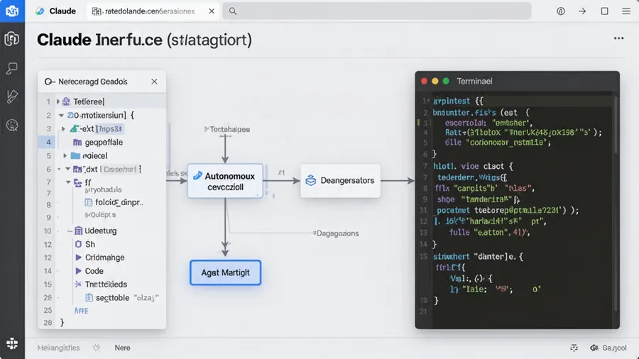 Claude Code terminal interface showing agentic workflow with autonomous code generation and file editing