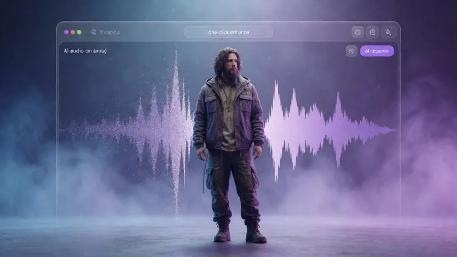 Adobe Podcast AI enhancing and cleaning up a voice recording