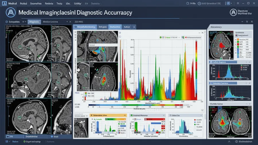 Doctor reviewing AI-generated diagnostic report with highlighted areas of concern on medical imaging