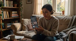 Person using smartphone AI app to visualize handbag