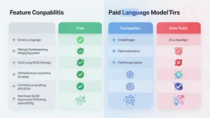Feature comparison showing capabilities of free versus paid language model tiers