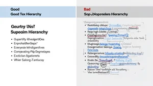 A side by side comparison demonstrating good versus bad text hierarchy and spacing in carousel slides