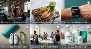 Fitness content creator Instagram feed grid showing consistent organized aesthetic with workout nutrition and lifestyle posts for brand growth