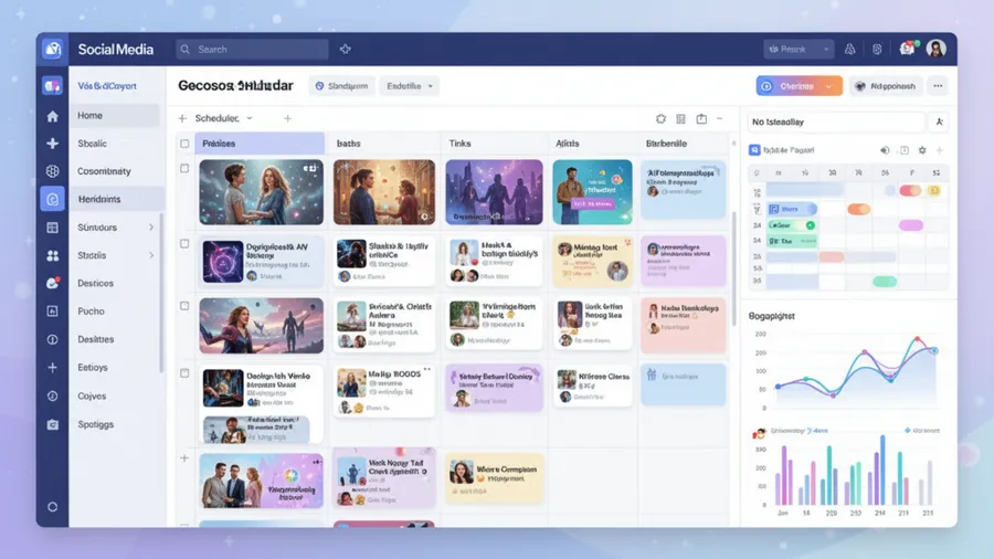 Social media content calendar with AI-generated posts and engagement analytics