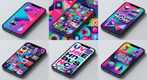 A vibrant collage of 2026 social media graphic design trends showing bold gradients, 3D elements, grain textures, maximalist compositions, and typographic treatments
