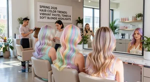 Spring 2026 hair color trends with vibrant pastel tones