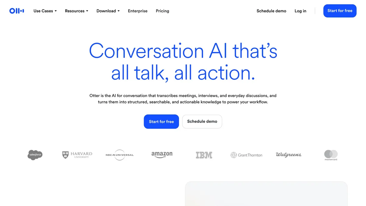 Otter AI transcribing and summarizing a meeting