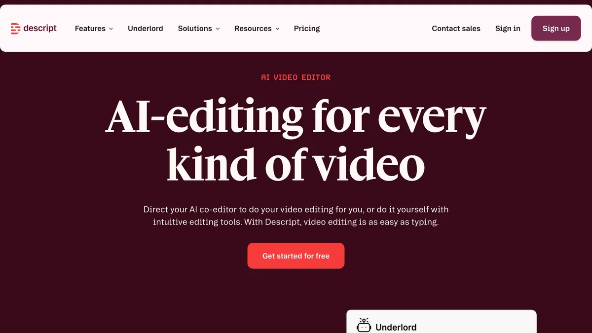 Descript text-based podcast editing interface
