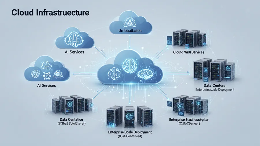 Cloud infrastructure with AI services, data centers, enterprise-scale deployment