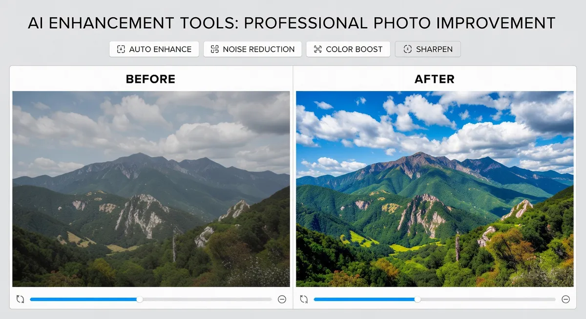 Before and after image editing showing AI enhancement