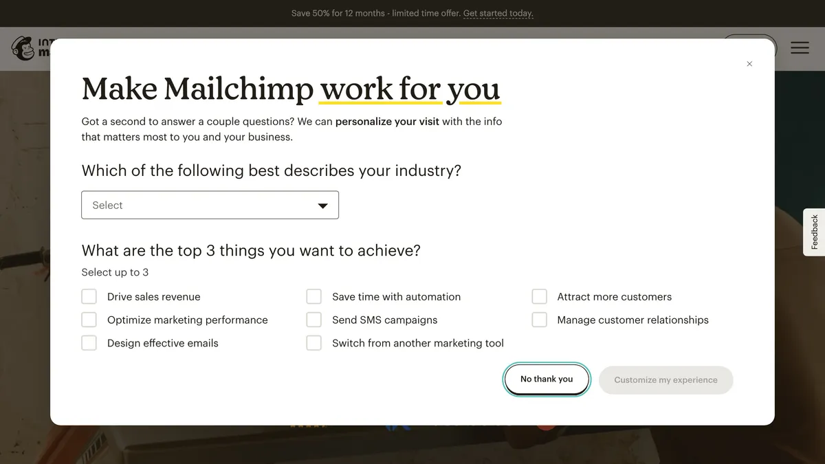 Mailchimp AI-assisted email campaign builder