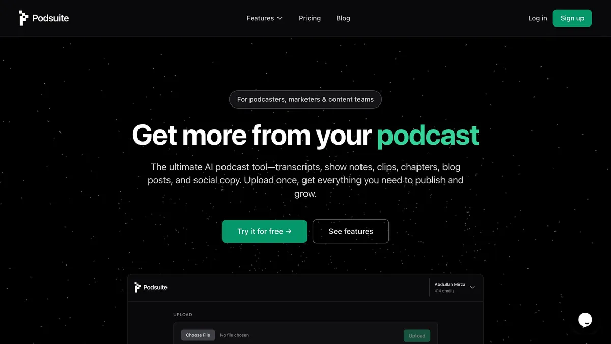 Podsuite podcast transcription and show notes dashboard