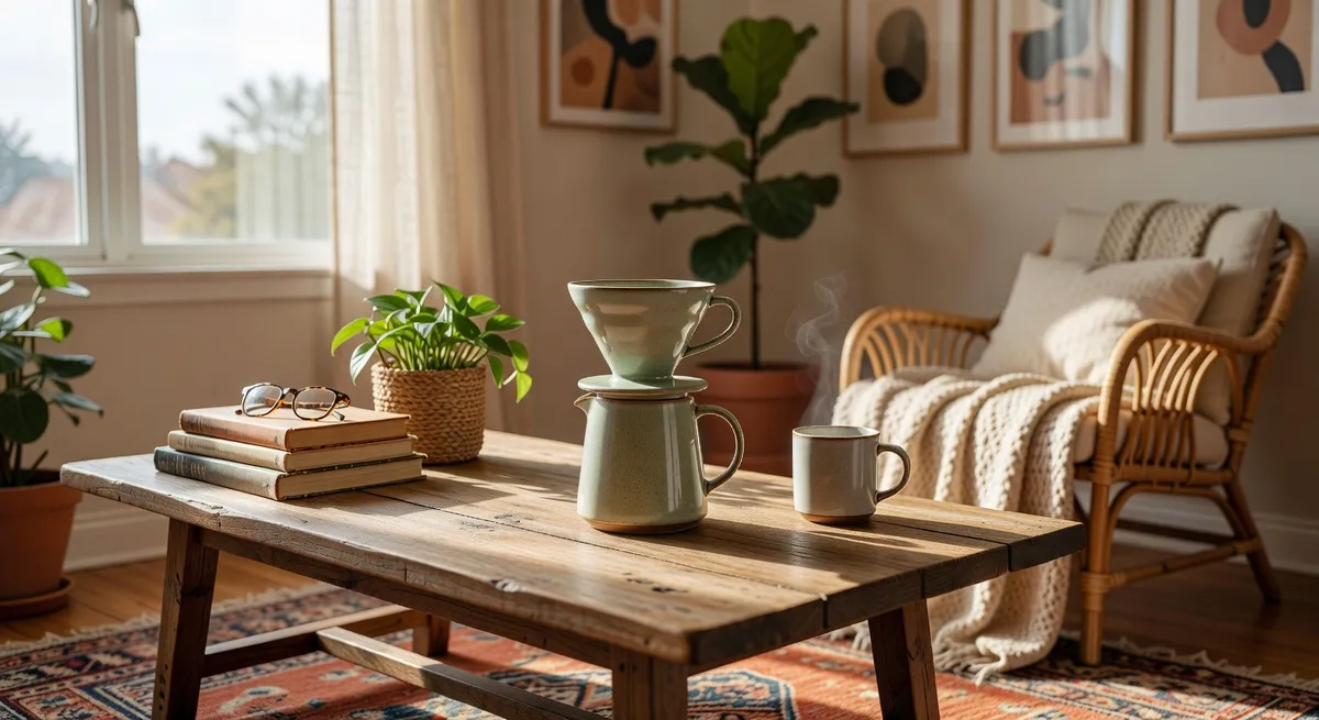 Product beautifully styled in authentic lifestyle setting with props and home decor