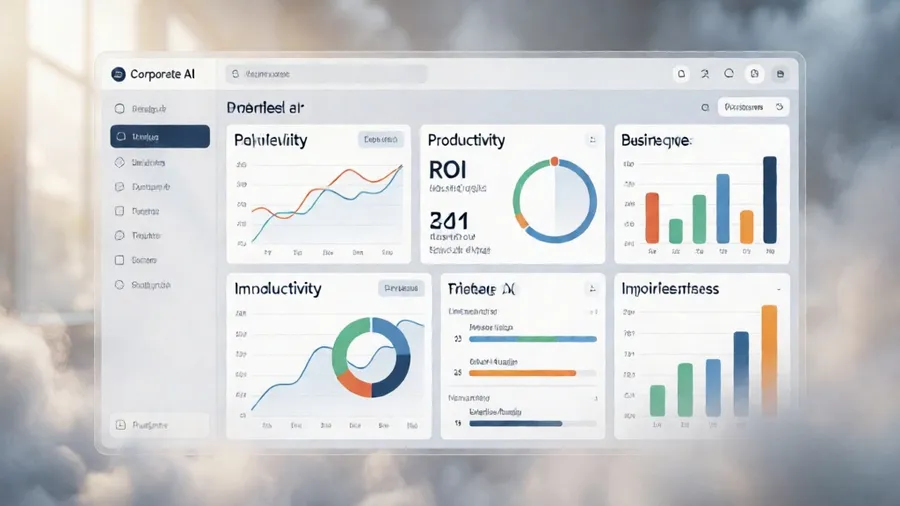 Enterprise AI analytics dashboard showing ROI and productivity metrics