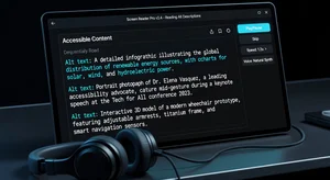Screen reader interface displaying how alt text descriptions are read aloud to users