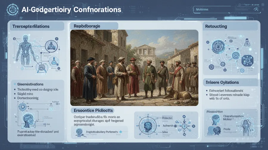 Educational content showing AI-generated historical recreation with text overlay
