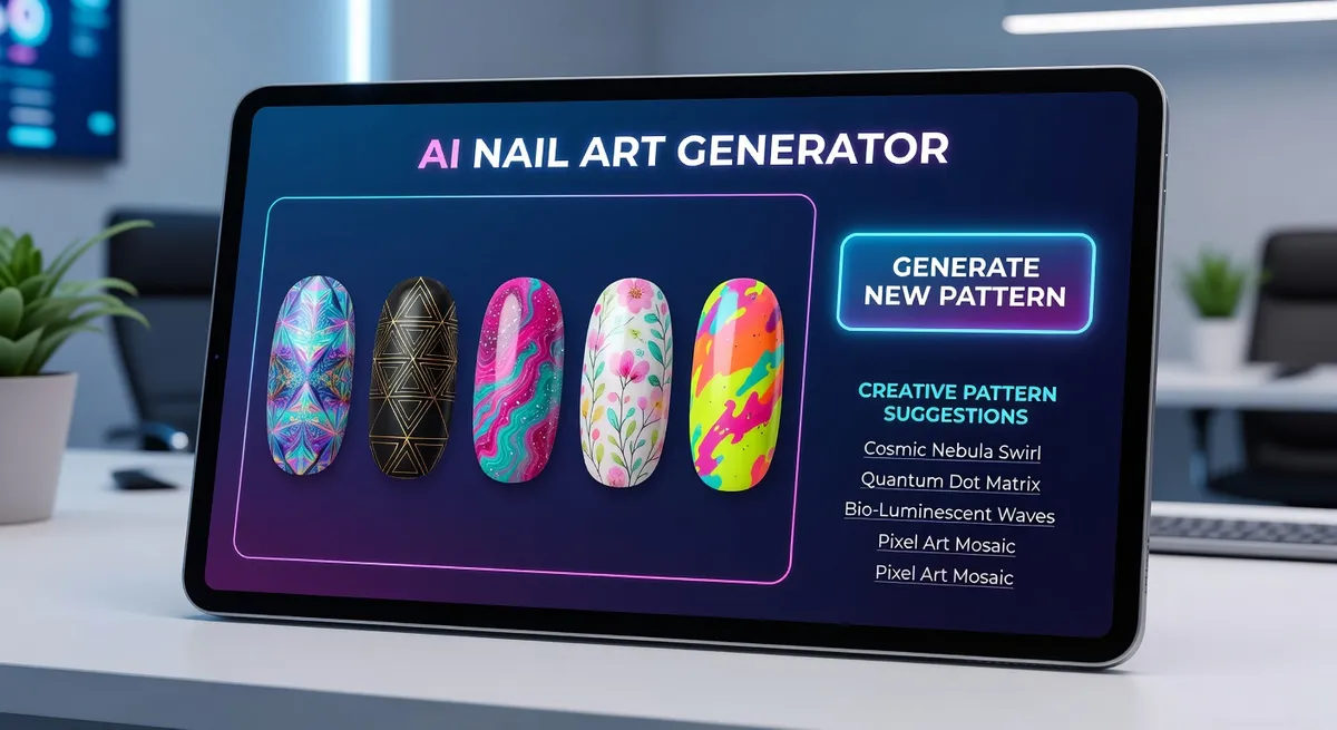 AI nail art generator showing creative pattern suggestions