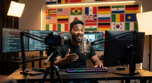 Content creator working on international video content with global audience reach