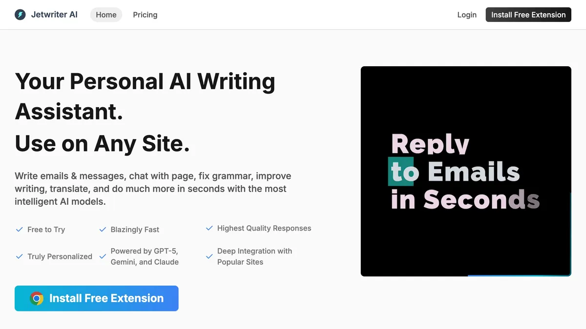 Jetwriter AI writing assistant across Gmail, LinkedIn and web apps