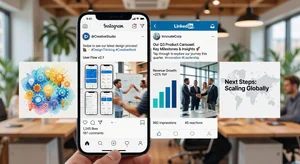 Before and after comparison of carousel posts, showing improvement from basic to professional design, split screen layout