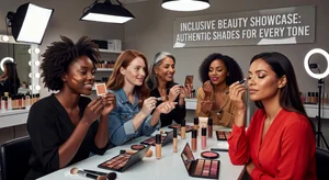 Diverse women with different skin tones testing and comparing makeup shades