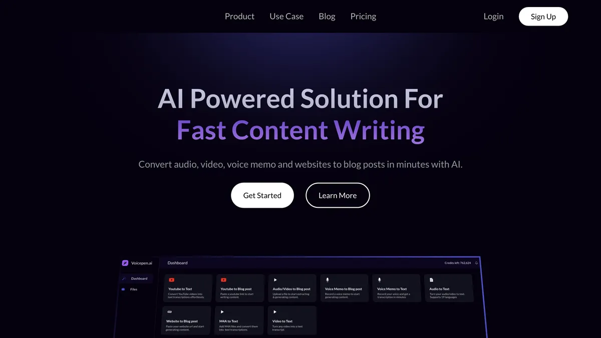 VoicePen converting an audio recording into a blog post