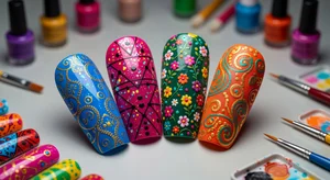 Bold creative nail art designs with vibrant colors