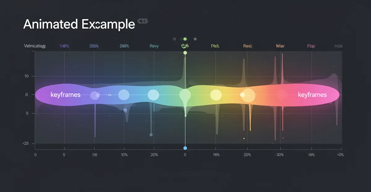 Animated gradient example showing subtle color shifts over time with CSS keyframes timeline visualization