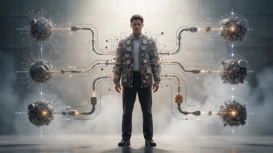 AI analyzing multiple solution paths for complex problem-solving