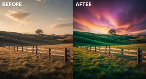 Before and after showing creative filter transformation