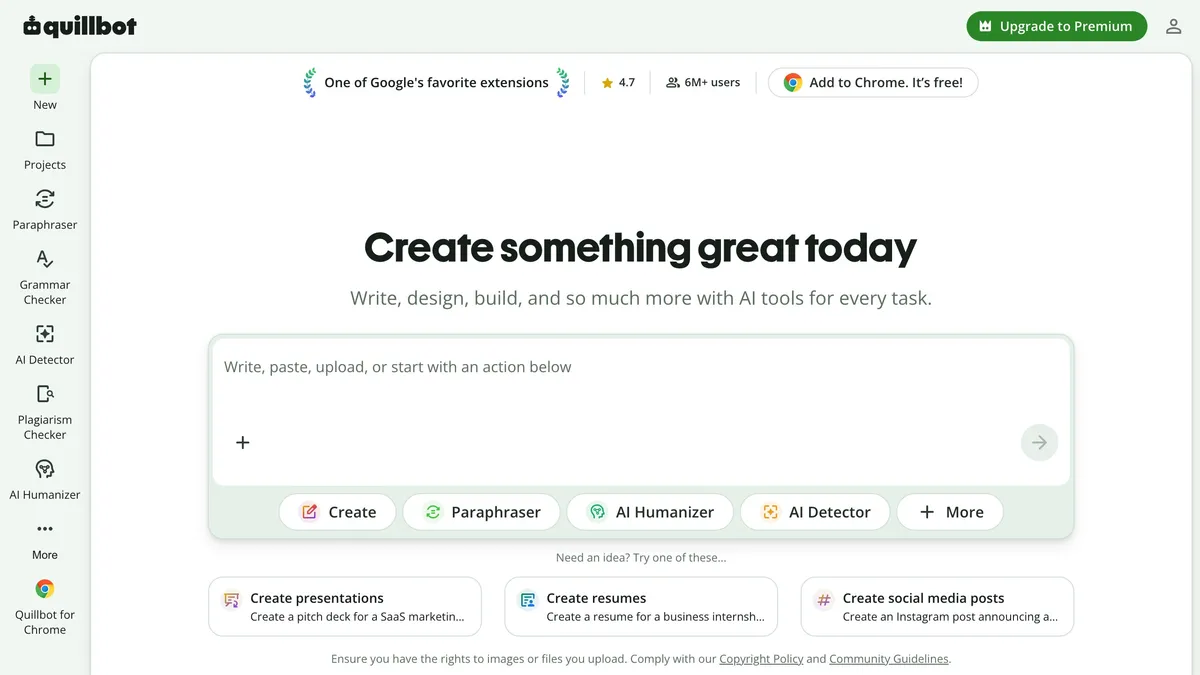 QuillBot AI paraphrasing interface