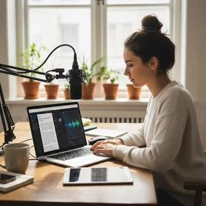 Blog interface with audio player showing text to speech integration
