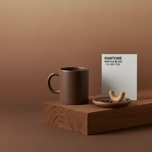 Product photography with rich mocha tones and minimal composition