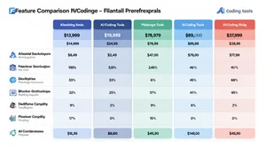 Feature comparison matrix showing pricing, capabilities, and performance metrics