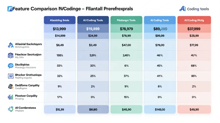 Feature comparison matrix showing pricing, capabilities, and performance metrics