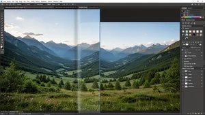 Photo being expanded with AI outpainting