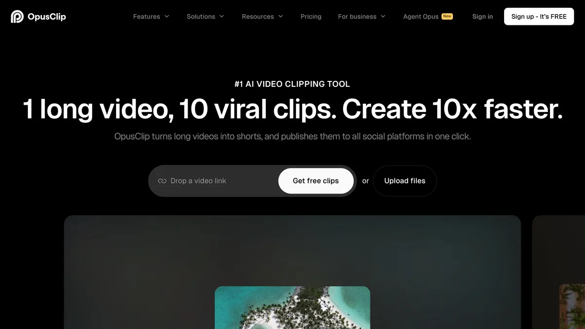 OpusClip turning a long video into short vertical clips