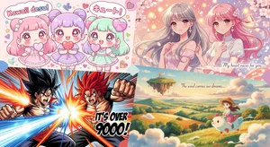 Collage showing multiple anime art styles from kawaii to Studio Ghibli-inspired