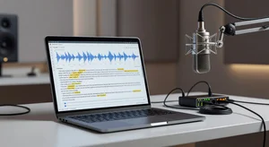 Audio transcription on laptop